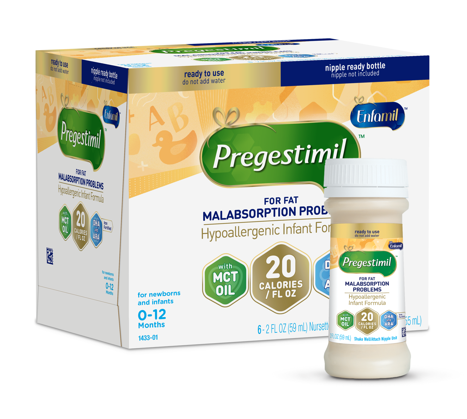 Pregestimil® Hypoallergenic Infant Formula for Fat Malabsorption - 20 Cal Ready to Use - 2 fl oz (6 Bottles)