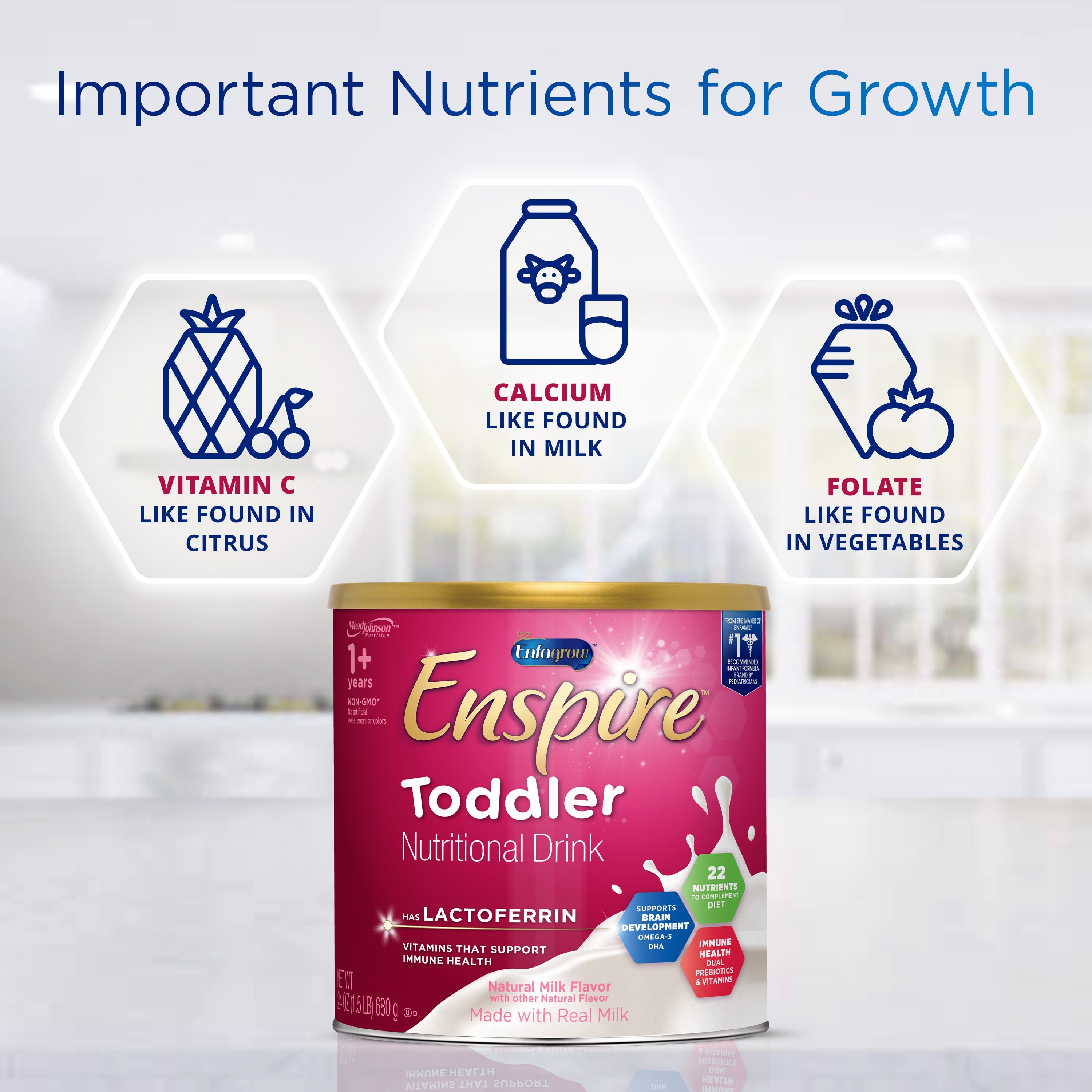 Enfagrow® Enspire® Toddler Nutritional Drink - Natural Milk Flavor Powder - 24 oz Can