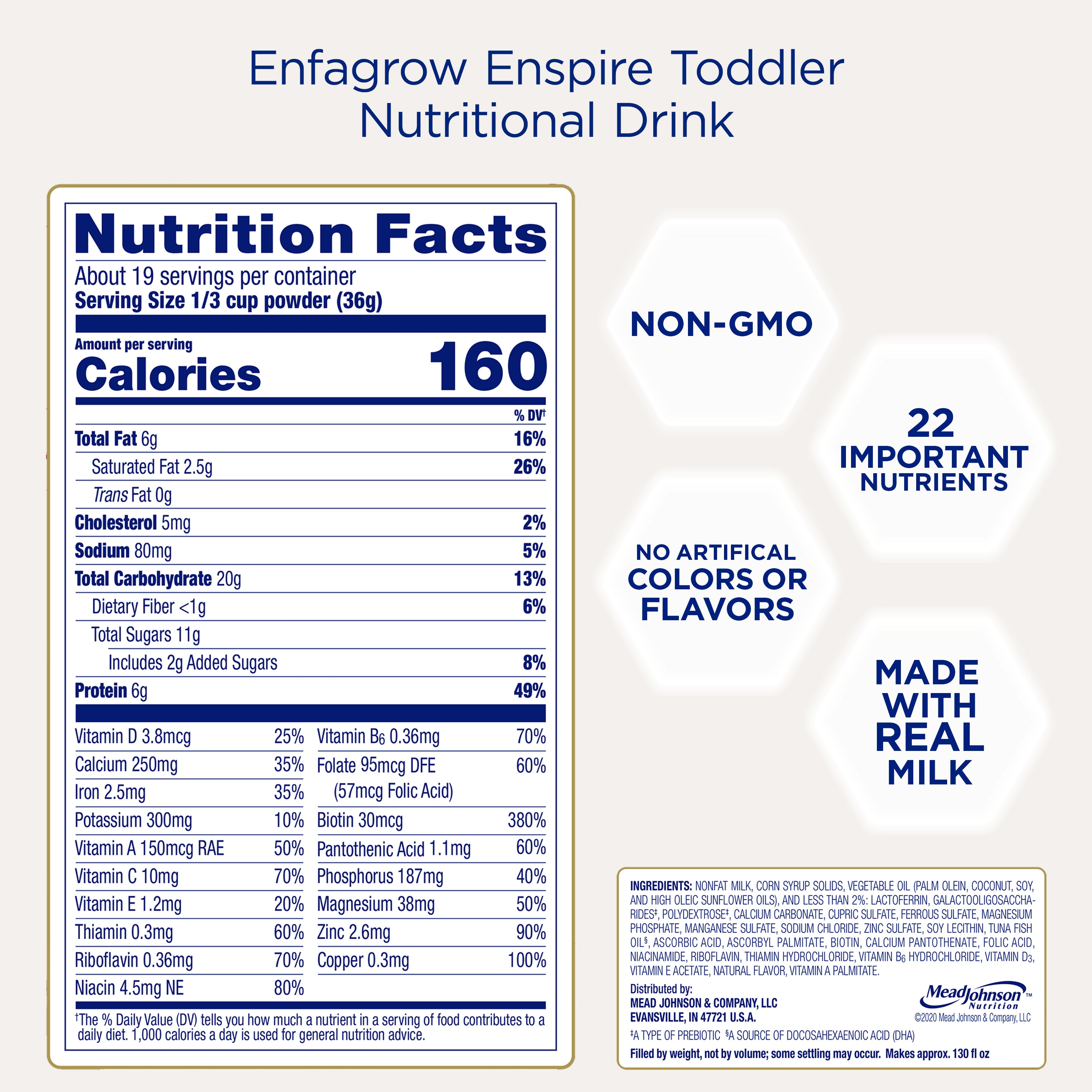 Enfagrow® Enspire® Toddler Nutritional Drink - Natural Milk Flavor Powder - 24 oz Can