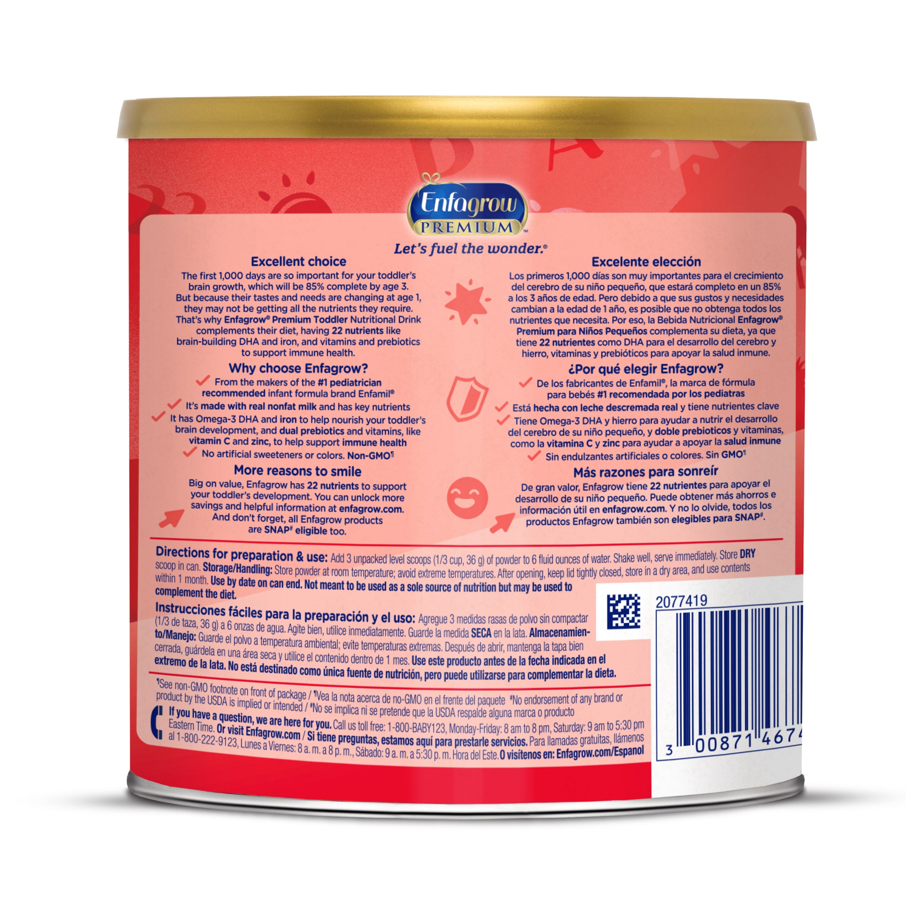 Enfagrow® PREMIUM Toddler Nutritional Drink - Natural Milk Flavor Powder - 24 oz Can