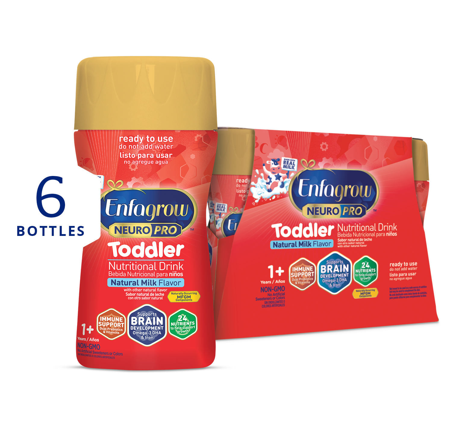 Enfagrow® NeuroPro® Toddler Nutritional Drink - Natural Milk Flavor Ready to Use - 8 fl oz (6 Bottles)