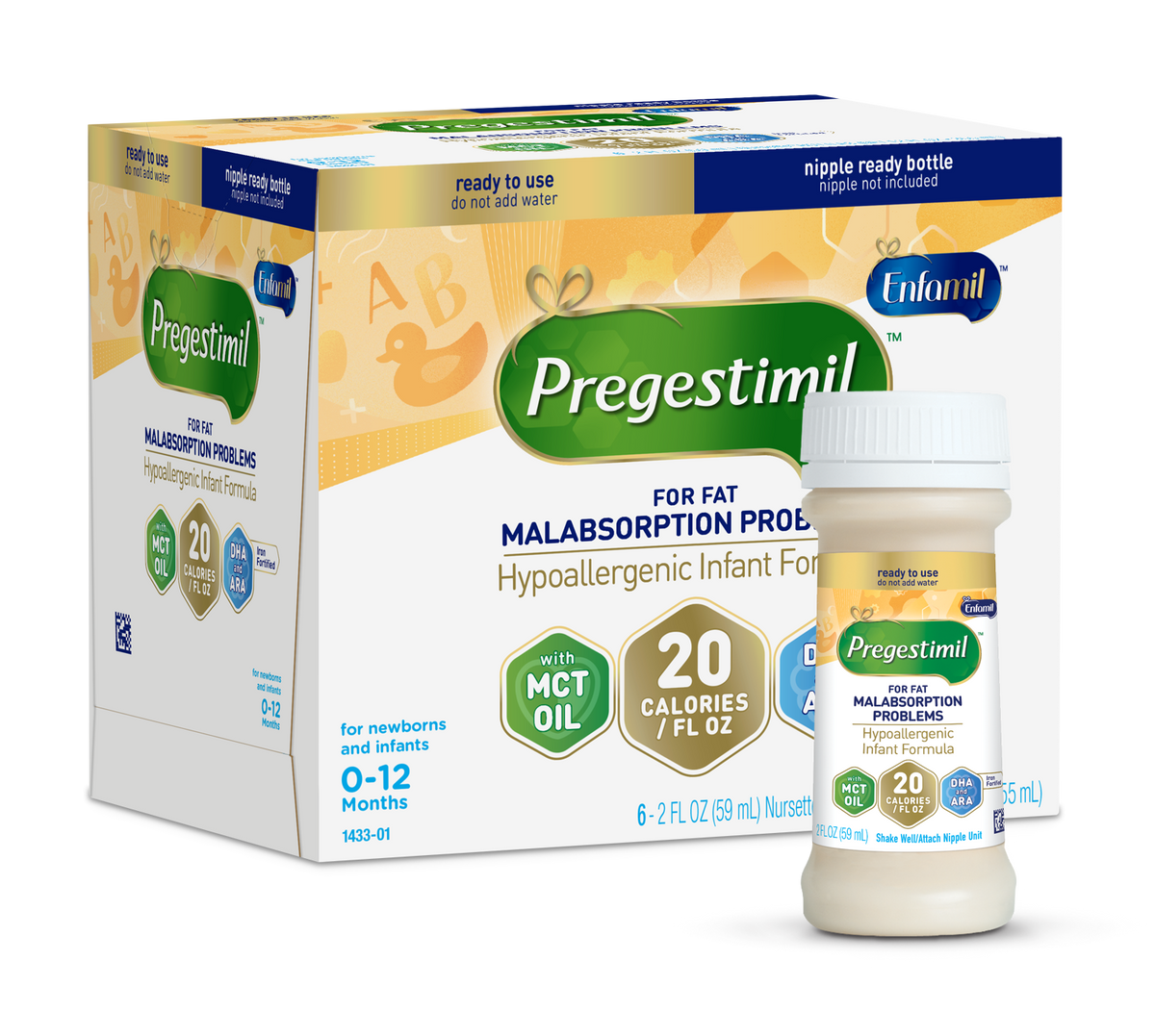 Pregestimil® Hypoallergenic Infant Formula for Fat Malabsorption - 20 Cal Ready to Use - 2 fl oz (6 Bottles)