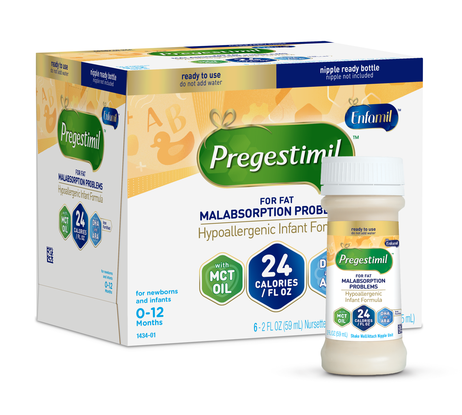 Pregestimil® Hypoallergenic Infant Formula for Fat Malabsorption - 24 Cal Ready to Use - 2 fl oz (6 Bottles)