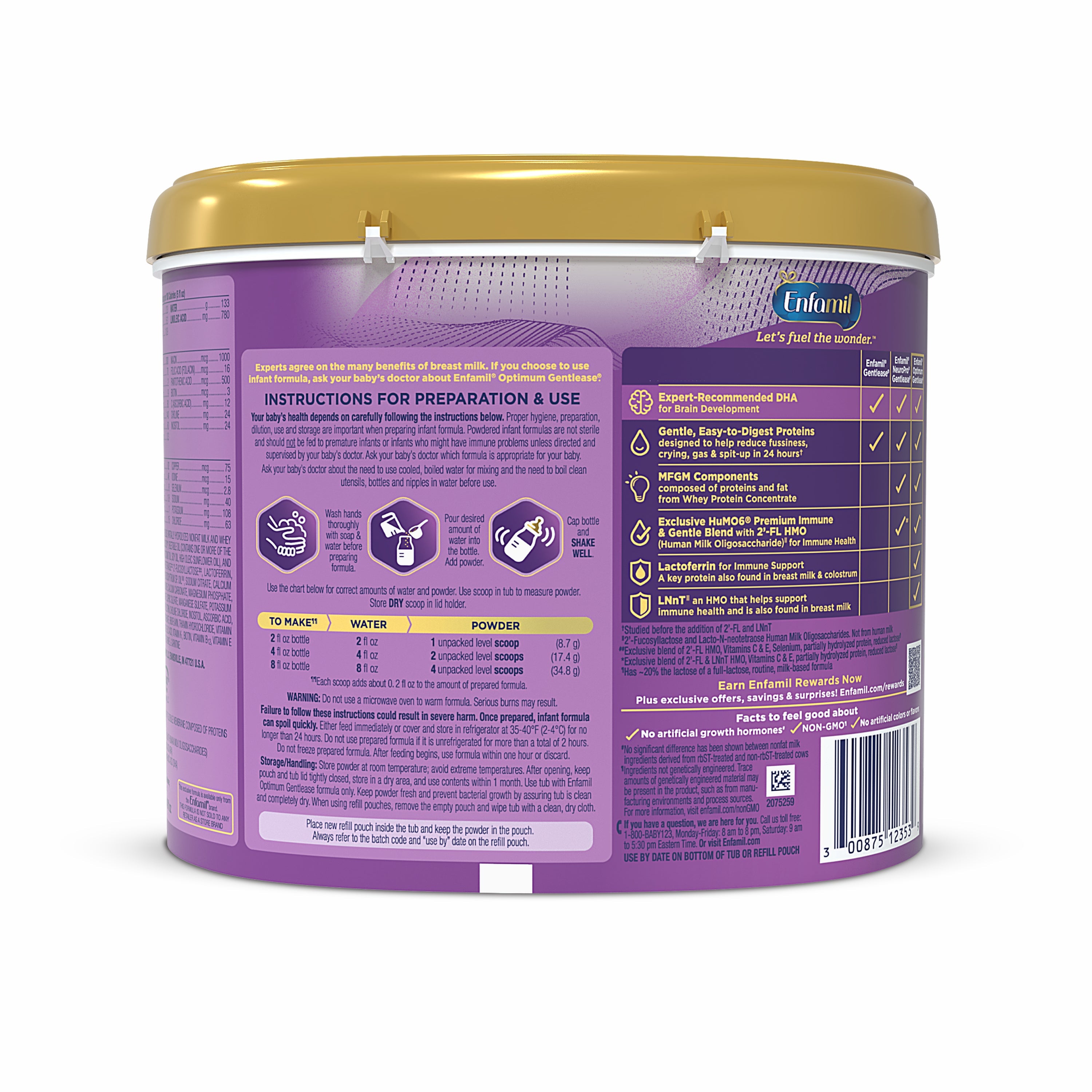 Enfamil® Optimum™ (Enspire) Gentlease® Infant Formula Powder - 19.5 oz Tub