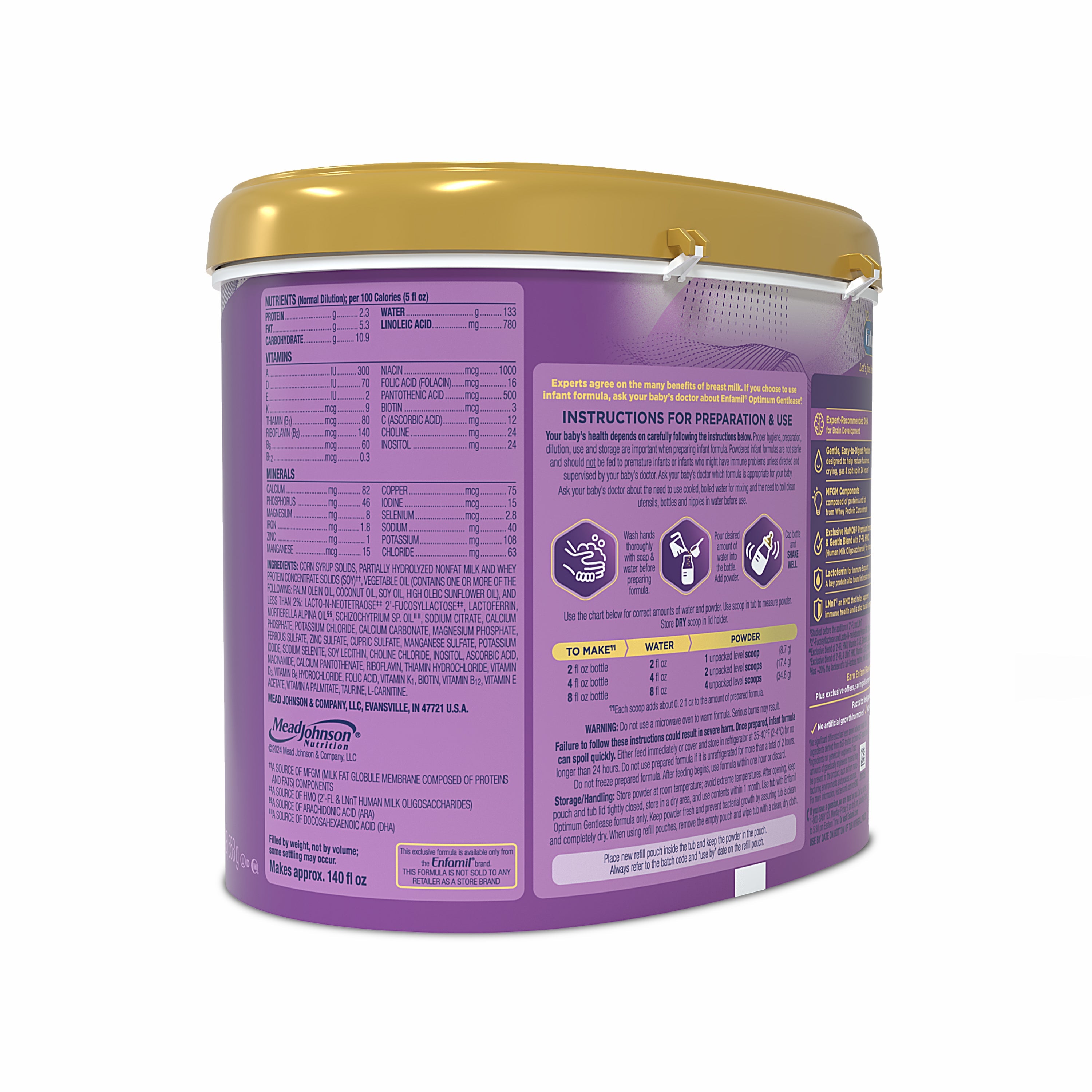 Enfamil® Optimum™ (Enspire) Gentlease® Infant Formula Powder - 19.5 oz Tub